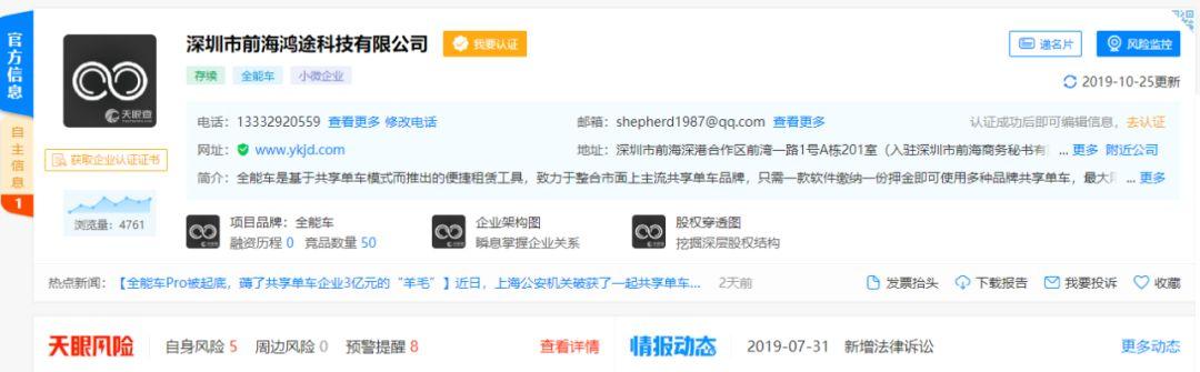 全能車App翻車背后：一份押金撬開所有單車，幕后公司坐擁27個(gè)商標(biāo)